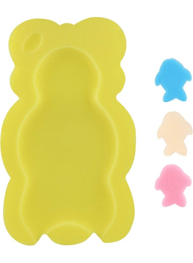 KECUCO Baby Bath Cushion Infant Bath Mat, Pad & Sponge for Toddler, Infant & Newborn (Yellow-Style4) - Image 1